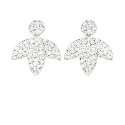 The Gala Women's Silver Crystal Petal Silhouette Earrings