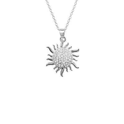 The Gala Women's Silver Crystal Sun Pendant Necklace