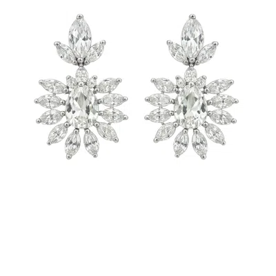The Gala Women's Silver Crystal Sunburst Cluster Earrings In Metallic
