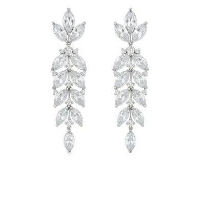 The Gala Women's Silver Crystal Vine Drop Earrings