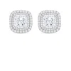The Gala Women's Silver Cushion Halo Stud Earrings In White