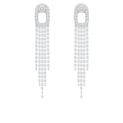 The Gala Women's Silver Elenora Oval Cascade Crystal Earrings In Metallic