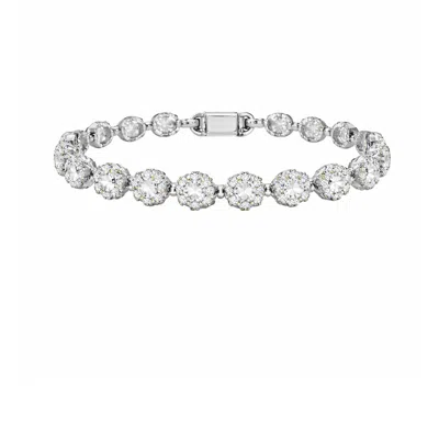 The Gala Women's Silver Floral Crystal Tennis Bracelet