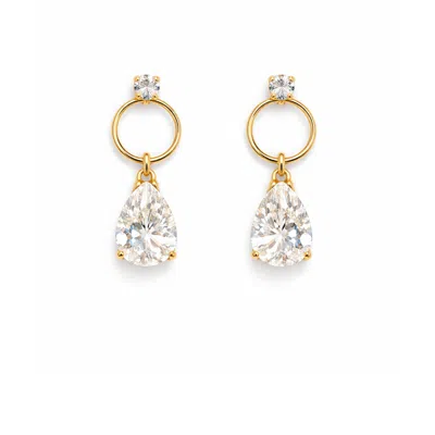 The Gala Women's Silver Golden Circle Drop Crystal Earrings