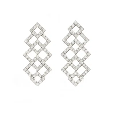 The Gala Women's Silver Lattice Shine Statement Earrings