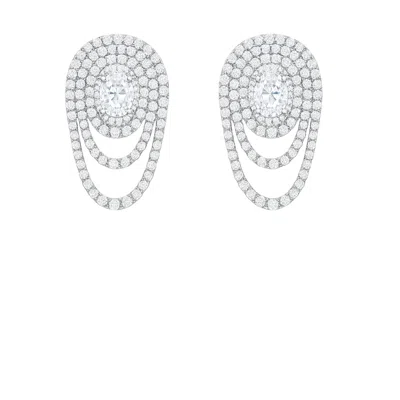 The Gala Women's Silver Layered Oval Draped Earrings In Metallic