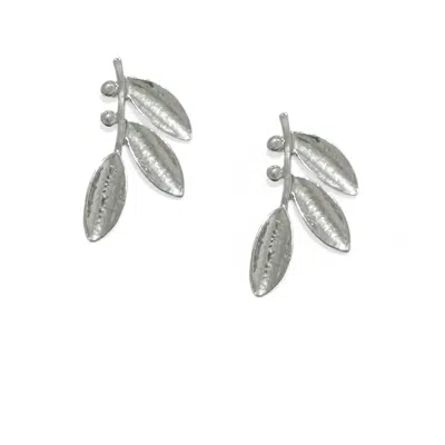 The Gala Women's Silver Leaf Branch Statement Stud Earrings In Metallic