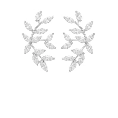 The Gala Women's Silver Leaf Vine Earrings