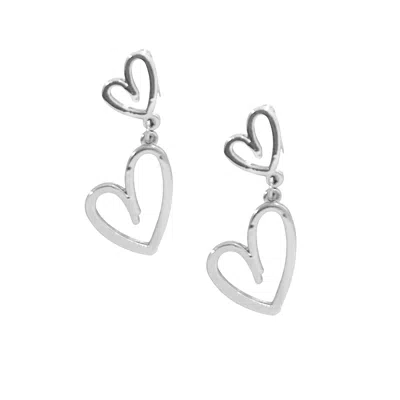 The Gala Women's Silver Linked Heart Drop Earrings