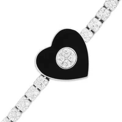 The Gala Women's Silver Midnight Heart Bracelet