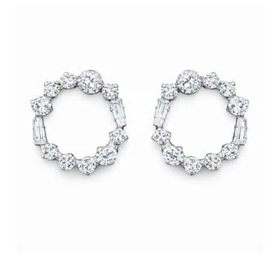 The Gala Women's Silver Mixed-cut Crystal Circle Earrings