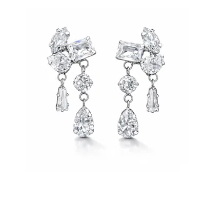 The Gala Women's Silver Mixed-cut Crystal Drop Earrings