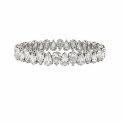 The Gala Women's Silver Mixed-cut Crystal Tennis Bracelet