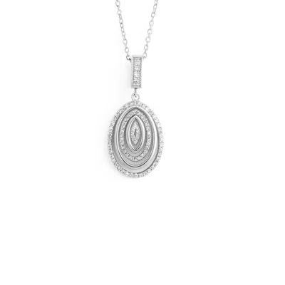 The Gala Women's Silver Multi-halo Oval Pendant Necklace
