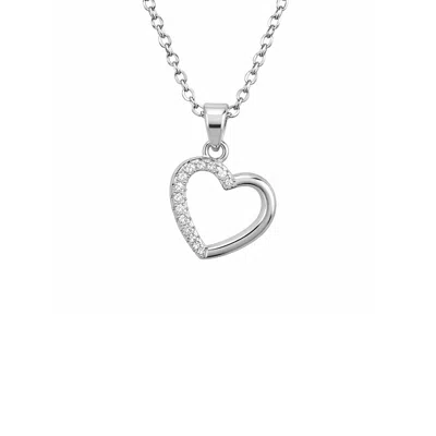 The Gala Women's Silver Open Heart Pavé Pendant Necklace