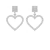 The Gala Women's Silver Open Heart Statement Earrings In White