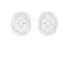 The Gala Women's Silver Oval Triple Halo Stud Earrings In Gray