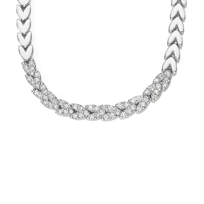 The Gala Women's Silver Pavé Leaf Link Bracelet