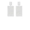 The Gala Women's Silver Pavé Rectangle Panel Earrings In White
