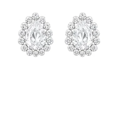 The Gala Women's Silver Pear Cluster Halo Stud Earrings In Metallic