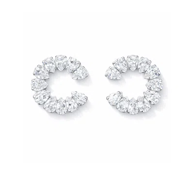 The Gala Women's Silver Pear Crystal Hoop Earrings