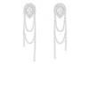 The Gala Women's Silver Pear Halo Draped Fringe Earrings In Multi