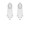 The Gala Women's Silver Pear Halo Fringe Earrings In Gray