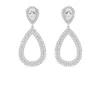 The Gala Women's Silver Pear Halo Open Drop Earrings In White