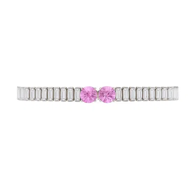 The Gala Women's Silver / Pink Twin Blossom Bracelet In Multi