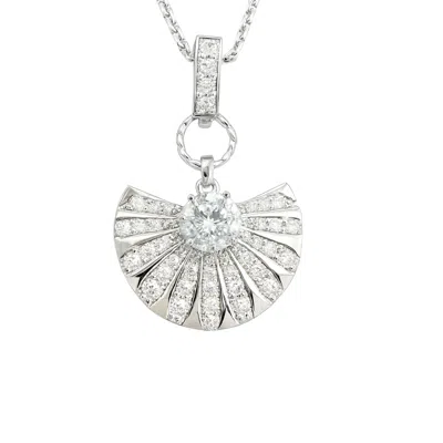 The Gala Women's Silver Radiant Fan Pavé Pendant Necklace