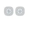 The Gala Women's Silver Cushion Halo Stud Earrings In White