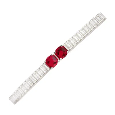 The Gala Women's Silver / Red Twin Ruby Bracelet In Multi