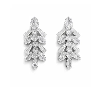 The Gala Women's Silver Statement Crystal Cluster Earrings