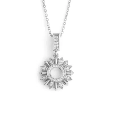 The Gala Women's Silver Sunburst Open Circle Pendant Necklace