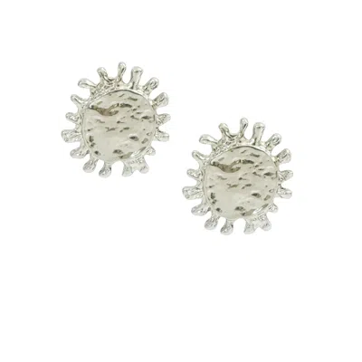 The Gala Women's Silver Sunburst Stud Earrings