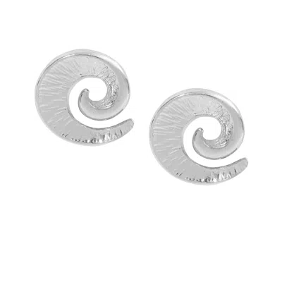 The Gala Women's Silver Swirl Stud Earrings In Metallic
