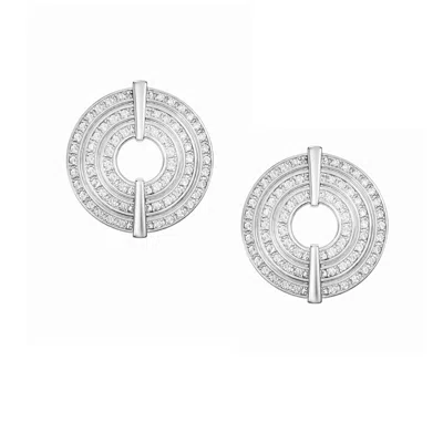 The Gala Women's Silver-tone Concentric Pavé Disc Statement Earrings