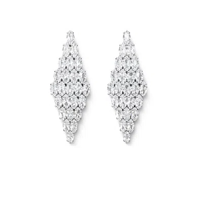 The Gala Women's Silver Tone Marquise Crystal Statement Earrings
