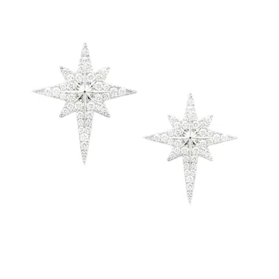The Gala Women's Silver-tone North Star Pavé Stud Earrings