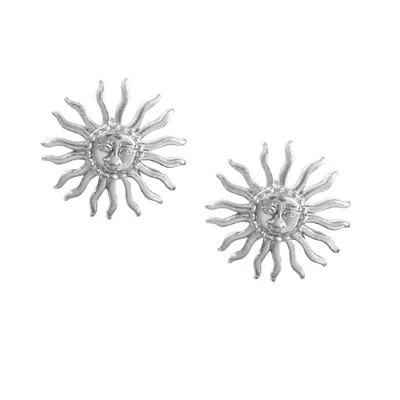 The Gala Women's Silver-tone Sun Face Stud Earrings