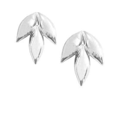 The Gala Women's Silver-tone Triple Petal Stud Earrings