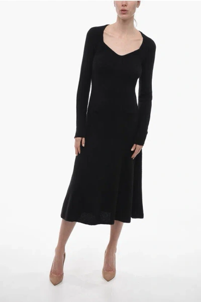 The Garment Alpaca Blend Dress With Sweetheart Neckline In Black