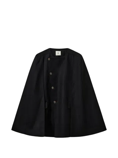 The Garment Balli Asymmetric-fastening Cape In Black
