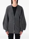 The Garment Grey Melange Como Sleeve Wool Cardigan In Gold
