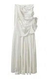 The Garment Bazaar Cotton Draped Gown In White