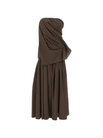 The Garment Bazaar Drape Strapless Midi Dress In Multi