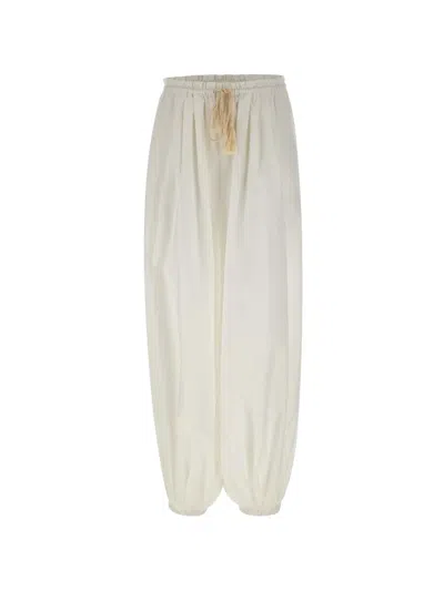 The Garment Bazaar Drawstring Tassel Trousers In White