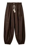 The Garment Bazaar Wide-leg Cotton Pants In Brown