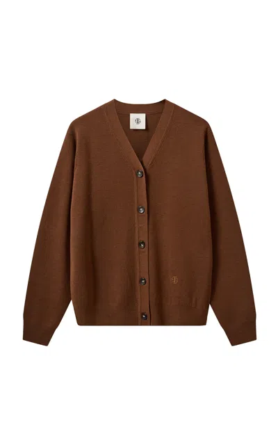 The Garment Bergen Dad Wool Cardigan In Brown