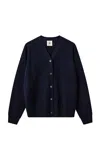 The Garment Bergen Dad Wool Cardigan In Navy